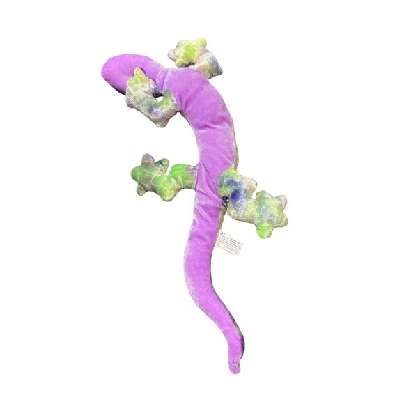 Colorful Geometric Plush Lizard By Six Flags Reptile Gecko Green Purple 15.5" - Picture 4 of 5